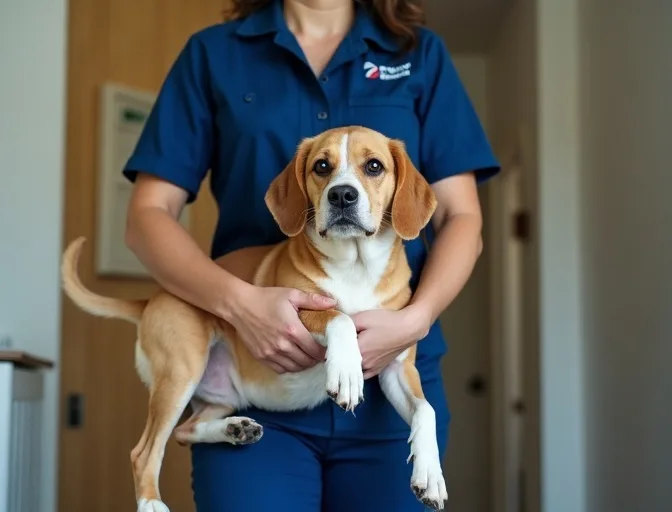 Technician respectfully transporting a deceased dog in Lethbridge